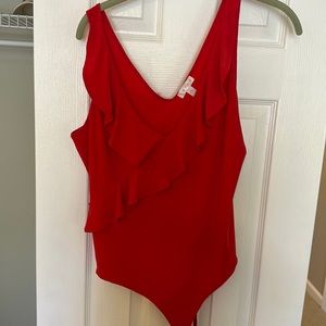 ruffled red body suit